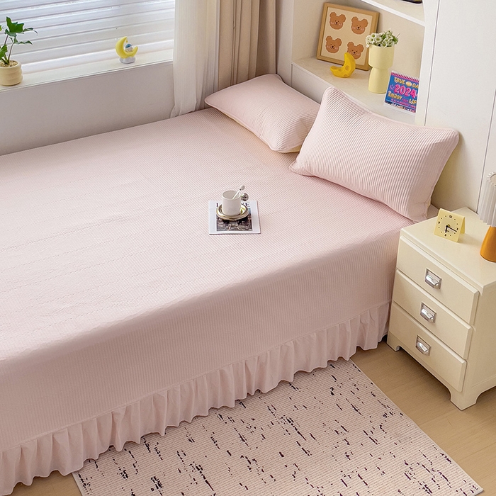 91家纺网 家纺一手货源 找家纺 羽爱2024新款A类全棉纯色榻榻米床盖 浅玉