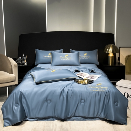 91家纺网 家纺一手货源 找家纺 （总）江暮云家纺 2025新款刺绣水洗天丝夏被四件套-辰羽