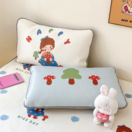 寐居 2024新款时尚印花冰丝席大版枕套 安妮公主