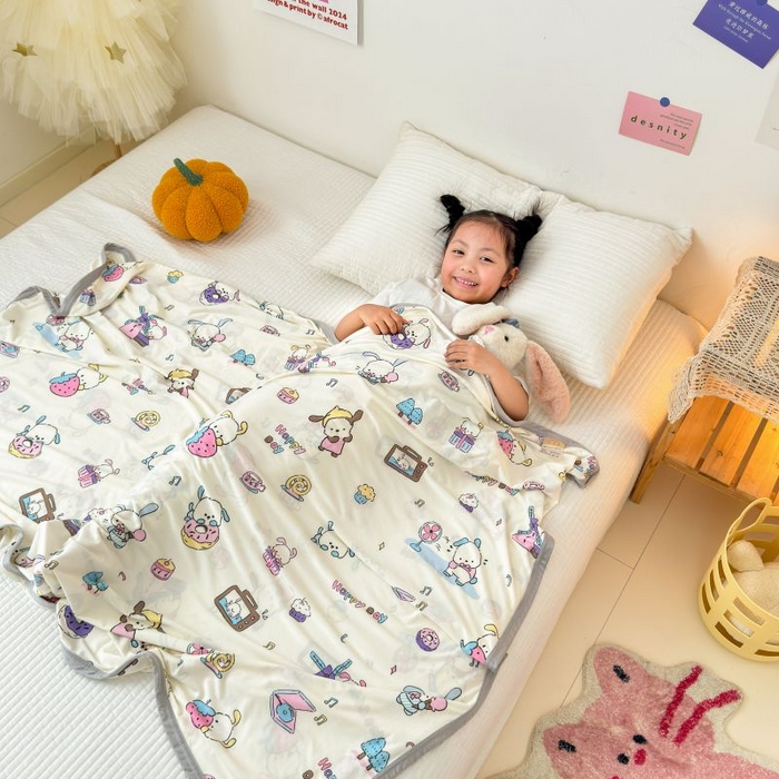 91家纺网 家纺一手货源 找家纺 星期八 2024新款舒适亲肤婴儿裸睡级卡通印花凉感毯 音乐派对