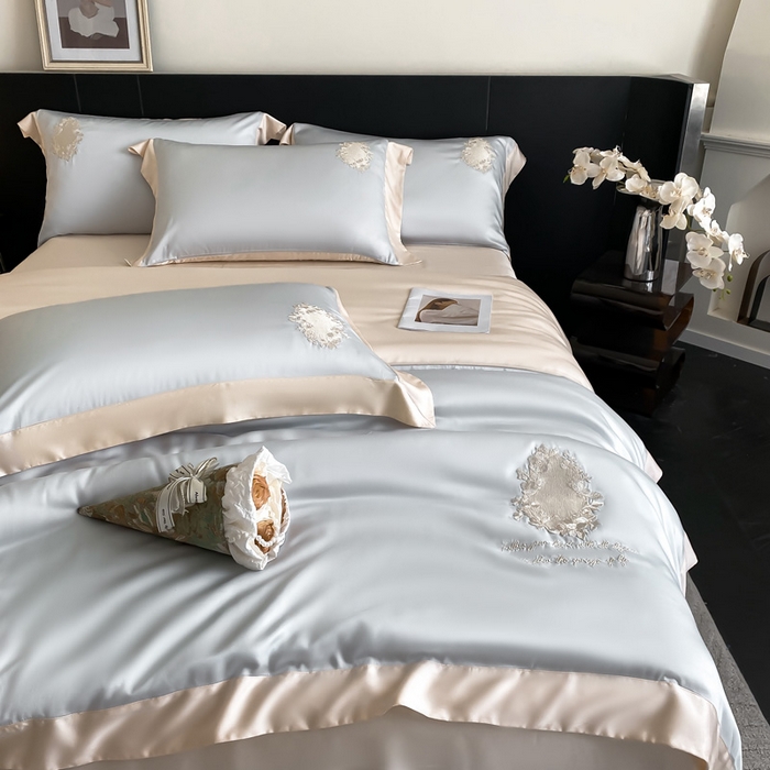 91家纺网 家纺一手货源 找家纺 爱缦 2024新款60支奥地利兰精四件套--洛丽塔系列 绵绵海盐