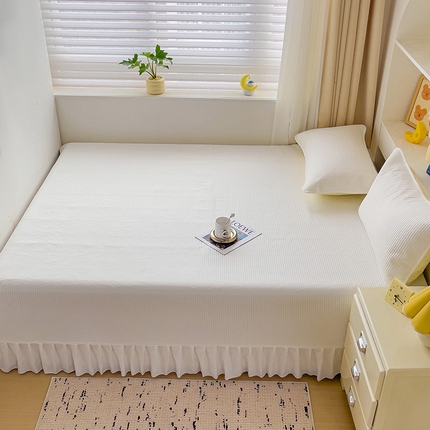 羽爱2024新款A类全棉纯色榻榻米床盖 奶白
