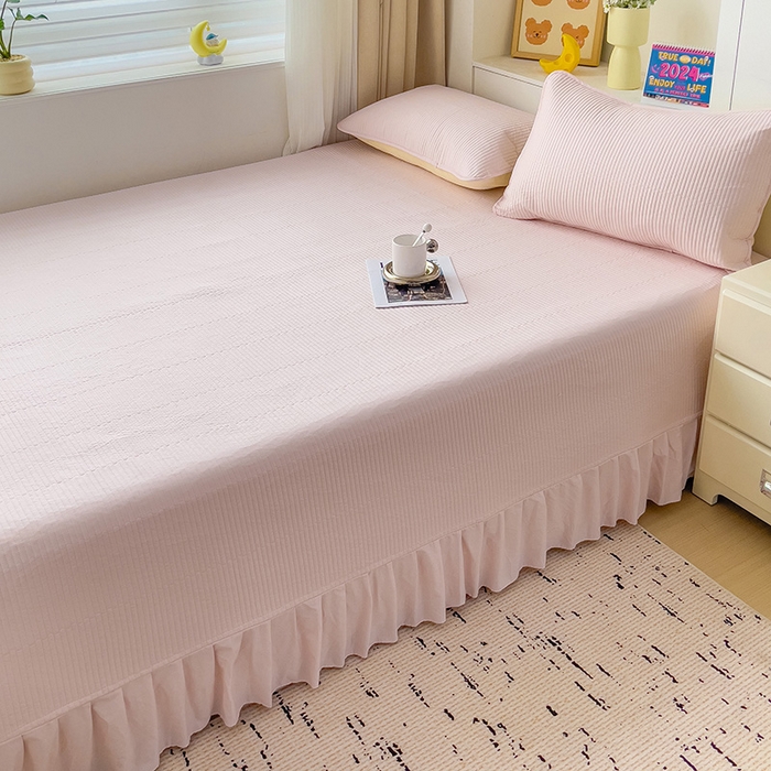 91家纺网 家纺一手货源 找家纺 羽爱2024新款A类全棉纯色榻榻米床盖 浅玉