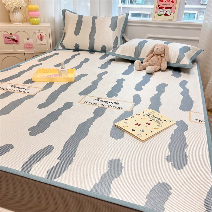 91家纺网 家纺一手货源 找家纺 慕尚 2025新款800D冰藤凉席 线条-床笠款