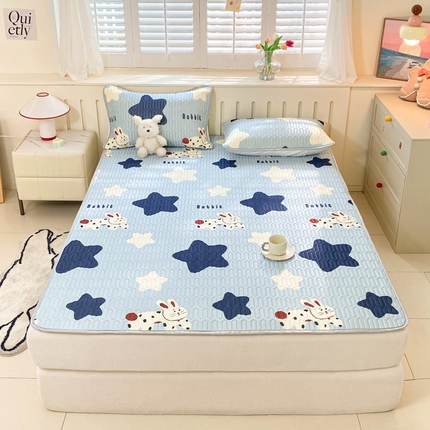 91家纺网 家纺一手货源 找家纺 寐居 2024新款时尚印花凉感丝乳胶凉席三件套 星光汇