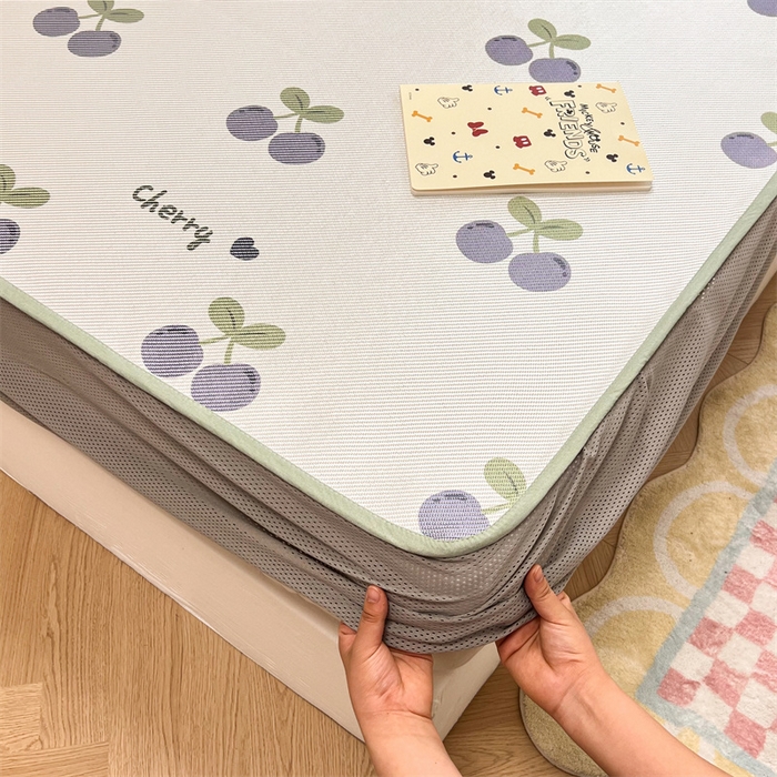 91家纺网 家纺一手货源 找家纺 慕尚 2025新款800D冰藤凉席 樱桃紫-床笠款