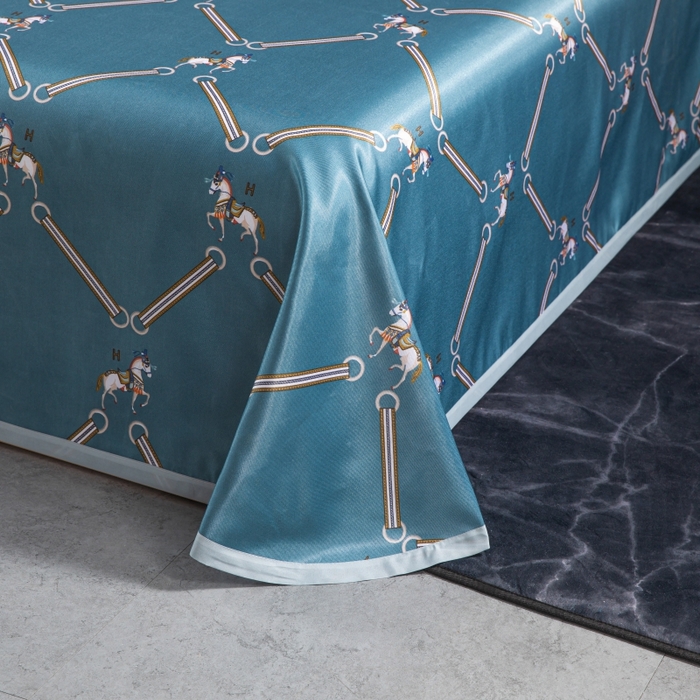 91家纺网 家纺一手货源 找家纺 席之家 2024新款冰丝印花凉席三件套 欧式马兰