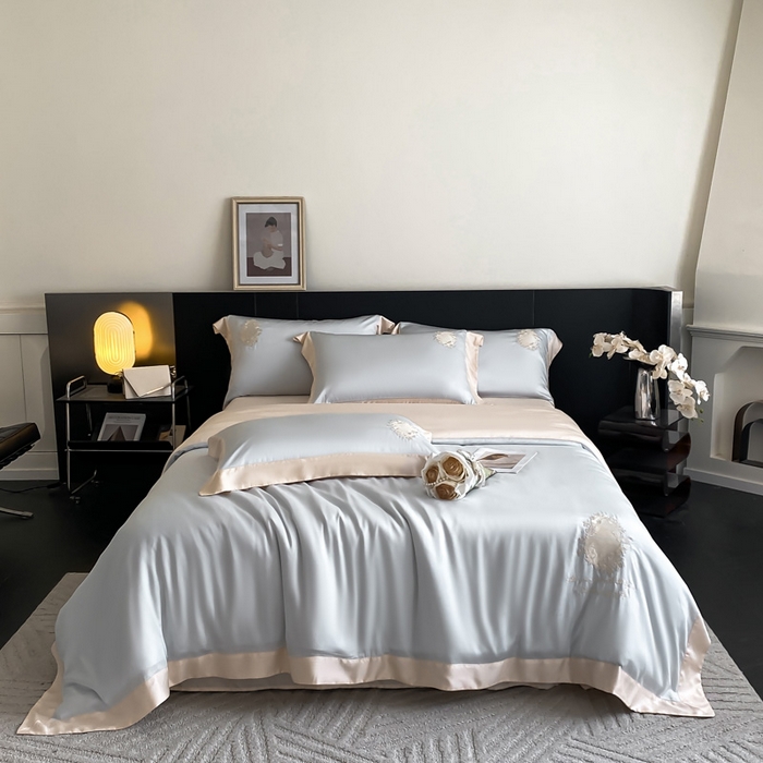 91家纺网 家纺一手货源 找家纺 爱缦 2024新款60支奥地利兰精四件套--洛丽塔系列 绵绵海盐