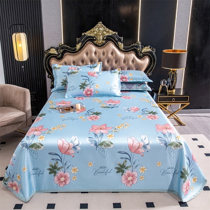 91家纺网 家纺一手货源 找家纺 席之家 2024新款冰丝印花凉席三件套 一曼花舞