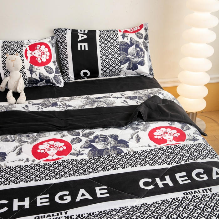 91家纺网 家纺一手货源 找家纺 乐居坊 2024新款亲肤舒适印花芦荟棉夏凉被四件套 霸王茶姬