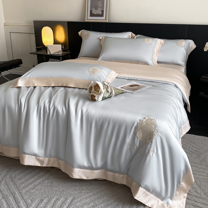 91家纺网 家纺一手货源 找家纺 爱缦 2024新款60支奥地利兰精四件套--洛丽塔系列 绵绵海盐