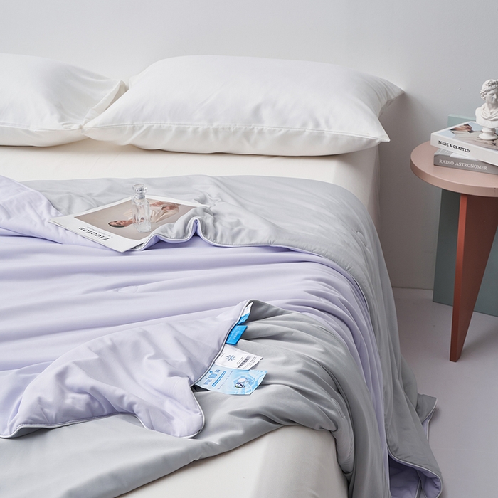 91家纺网 家纺一手货源 找家纺 梦可莱家居 2025新款抗菌凉感丝夏被 星云紫