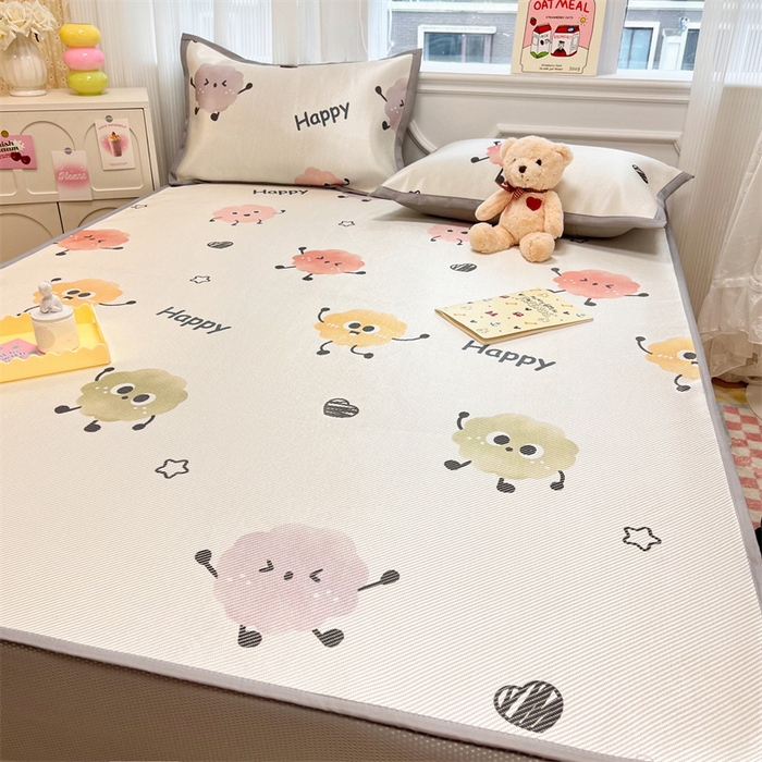 91家纺网 家纺一手货源 找家纺 慕尚 2025新款800D冰藤凉席 小公仔-床笠款