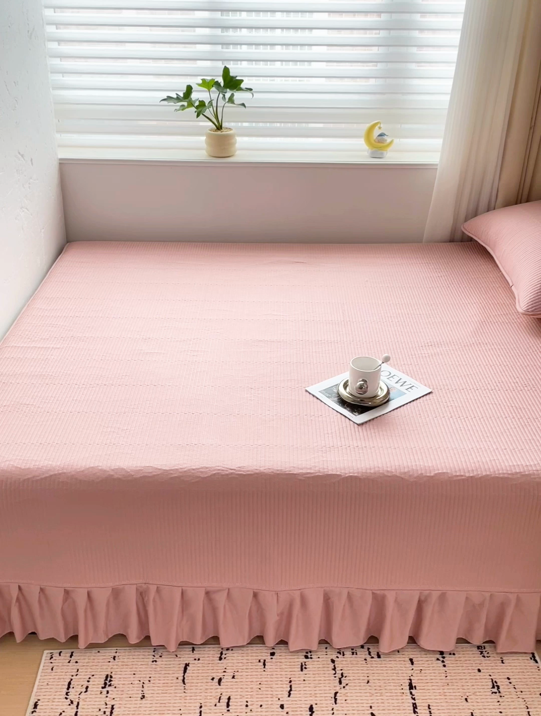 91家纺网 家纺一手货源 找家纺 羽爱2024新款A类全棉纯色榻榻米床盖 豆沙