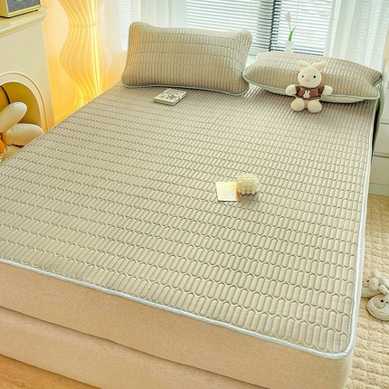 寐居家纺 2024新款A类凉感丝纯色天然乳胶凉席 棕灰色