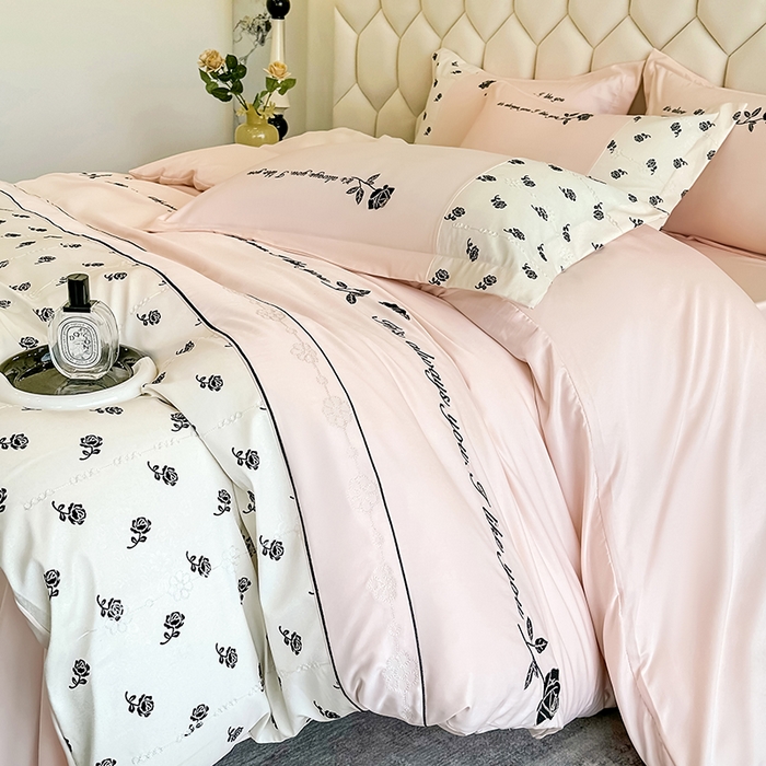 91家纺网 家纺一手货源 找家纺 （总）梦舒羽 2025新款 莱赛尔天丝四件套-玫瑰之约