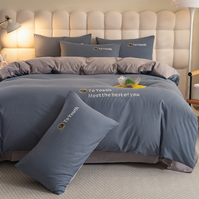 91家纺网 家纺一手货源 找家纺 梦恬佳 2024新款水洗磨毛四件套 钻石蓝