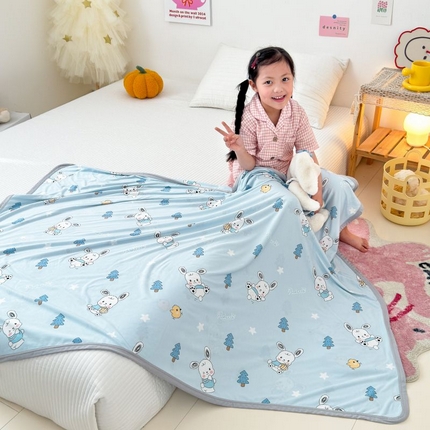 91家纺网 家纺一手货源 找家纺 星期八 2024新款舒适亲肤婴儿裸睡级卡通印花凉感毯 礼物狗