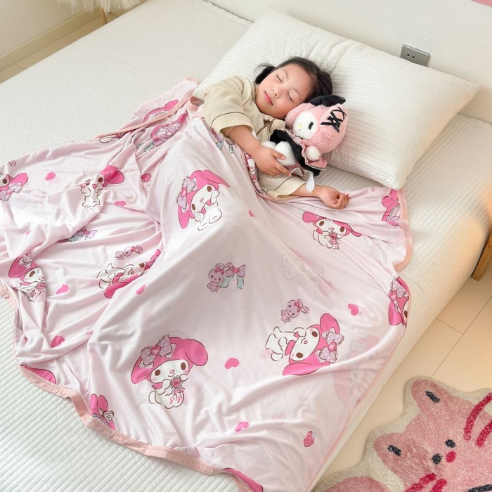 91家纺网 家纺一手货源 找家纺 星期八 2024新款舒适亲肤三丽鸥婴儿裸睡级凉感毯 粉色美乐蒂