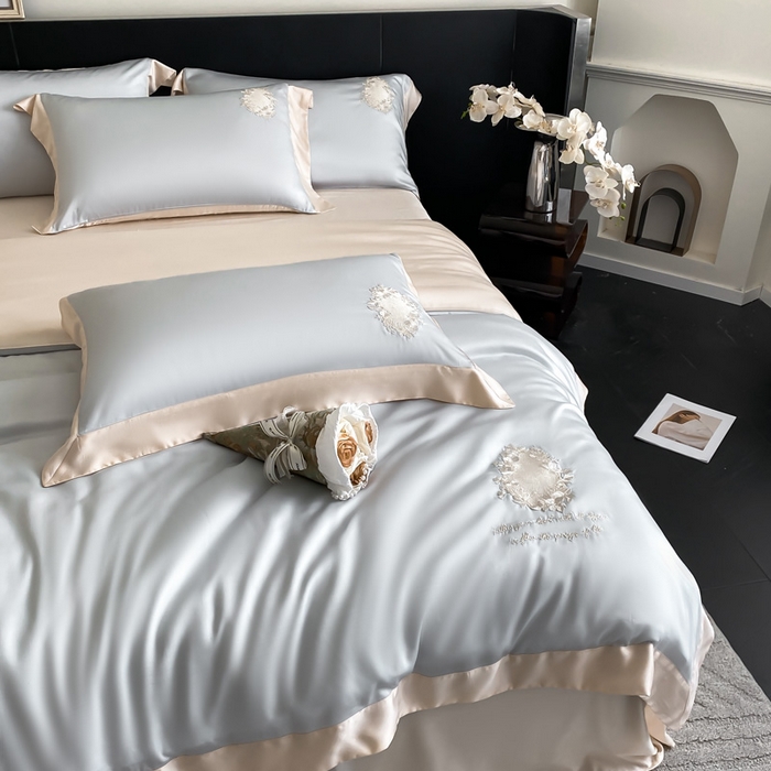 91家纺网 家纺一手货源 找家纺 爱缦 2024新款60支奥地利兰精四件套--洛丽塔系列 绵绵海盐