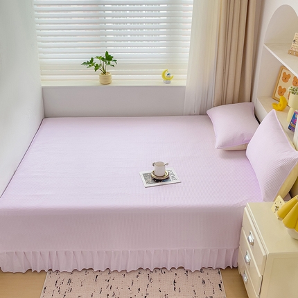 羽爱2024新款A类全棉纯色榻榻米床盖 浅紫