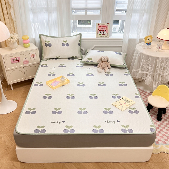 91家纺网 家纺一手货源 找家纺 慕尚 2025新款800D冰藤凉席 樱桃紫-床笠款