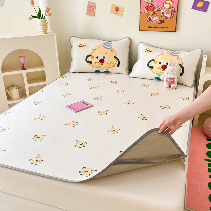 91家纺网 家纺一手货源 找家纺 寐居家纺 2024新款A类时尚印花凉感冰丝凉席 甜甜奶酪