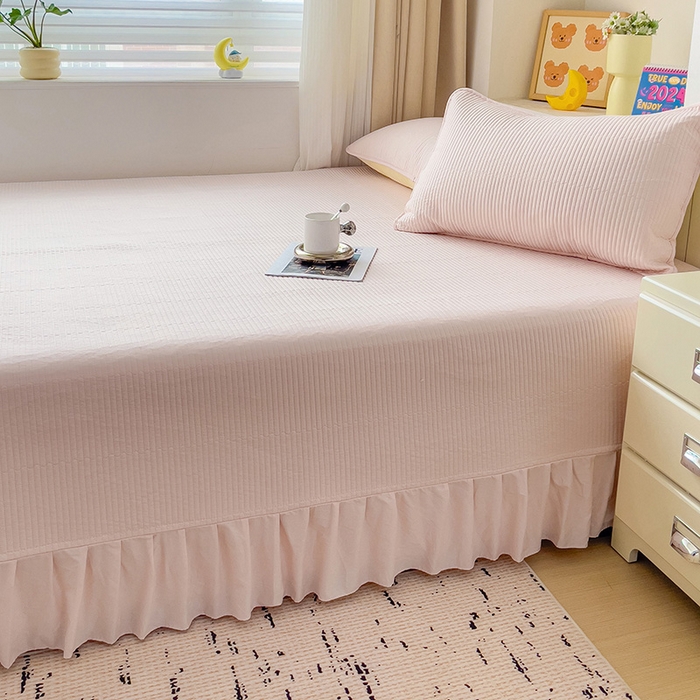 91家纺网 家纺一手货源 找家纺 羽爱2024新款A类全棉纯色榻榻米床盖 浅玉