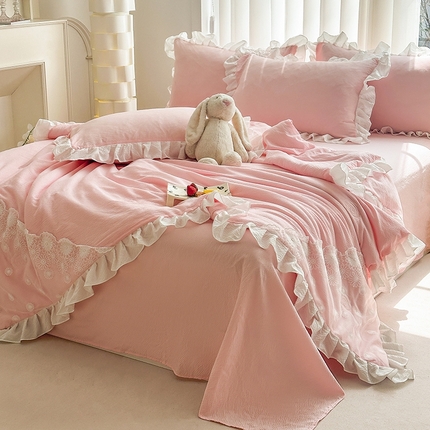 唐人居 2025新款韩版花边泡泡纱夏被四件套--简爱  简爱 玉