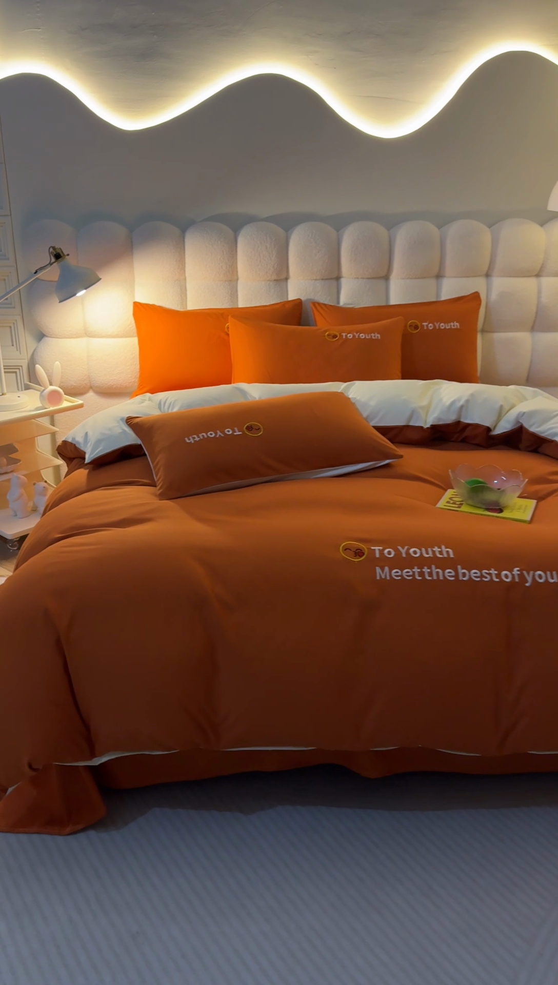 91家纺网 家纺一手货源 找家纺 梦恬佳 2024新款水洗磨毛四件套 海棠橙