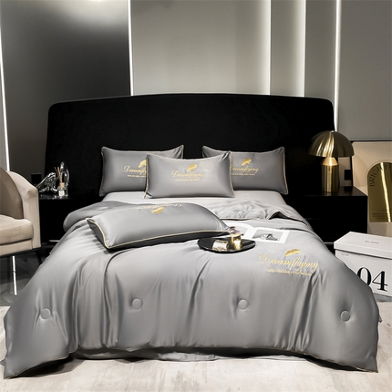 91家纺网 家纺一手货源 找家纺 （总）江暮云家纺 2025新款刺绣水洗天丝夏被四件套-辰羽