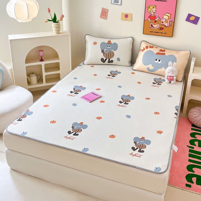 91家纺网 家纺一手货源 找家纺 寐居家纺 2024新款A类时尚印花凉感冰丝凉席 象小贝