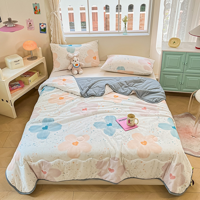 91家纺网 家纺一手货源 找家纺 美梦里 2024新款A类针织华夫格夏被夏凉被空调被子 夏花