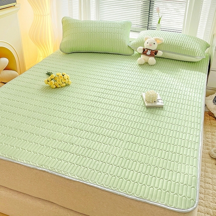 寐居家纺 2024新款A类凉感丝纯色天然乳胶凉席 湖绿色
