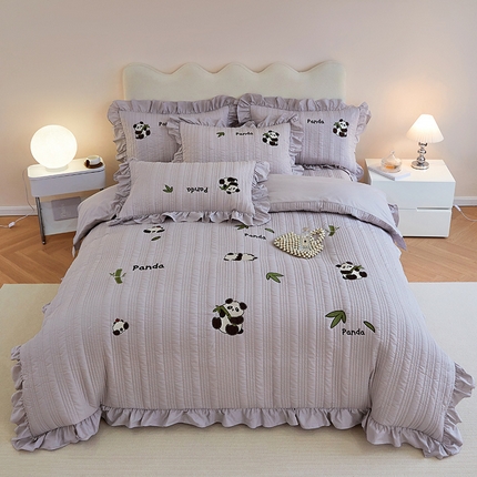 91家纺网 家纺一手货源 找家纺 （总）OL家纺 2024新款水洗全棉被套刺绣床盖夹棉三件套四件套