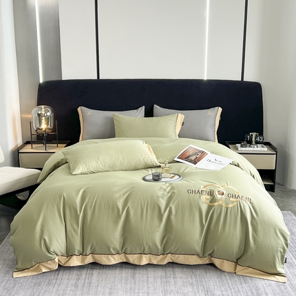 91家纺网 家纺一手货源 找家纺 （总）云雀 2025新款全棉轻奢刺绣宽边四件套（直播款）-山茶花