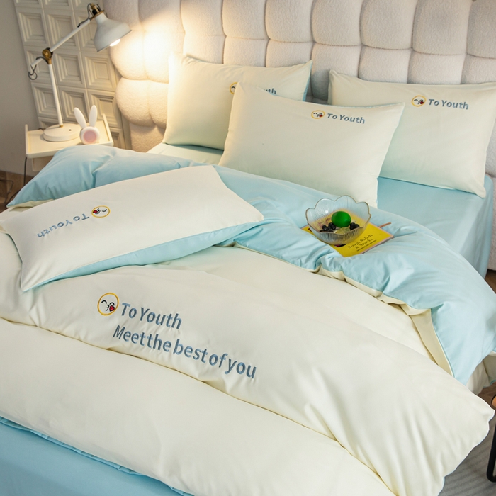 91家纺网 家纺一手货源 找家纺 梦恬佳 2024新款水洗磨毛四件套 米黄