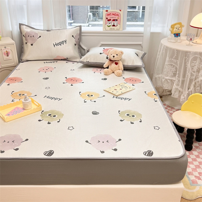 91家纺网 家纺一手货源 找家纺 慕尚 2025新款800D冰藤凉席 小公仔-床笠款