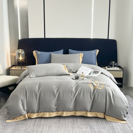 91家纺网 家纺一手货源 找家纺 （总）云雀 2025新款全棉轻奢刺绣宽边四件套（直播款）-山茶花