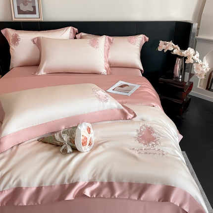 91家纺网 家纺一手货源 找家纺 爱缦 2024新款60支奥地利兰精四件套--洛丽塔系列 奶油太妃