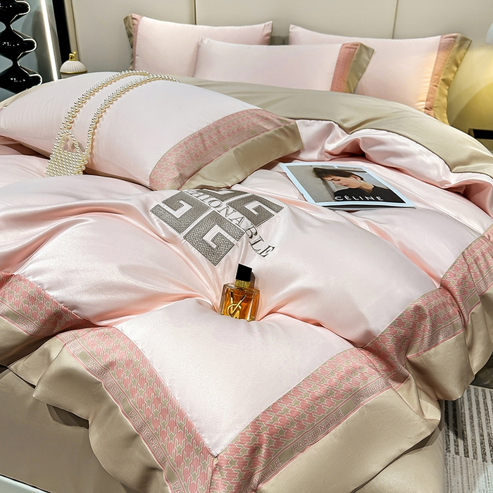 91家纺网 家纺一手货源 找家纺 富盛家纺 2024新款水洗真丝刺绣四件套-威灵顿 威灵顿—粉色