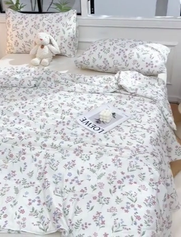 91家纺网 家纺一手货源 找家纺 圣楚家纺  2024新款A类针织棉印花夏被夏凉被空调被 春色幽香