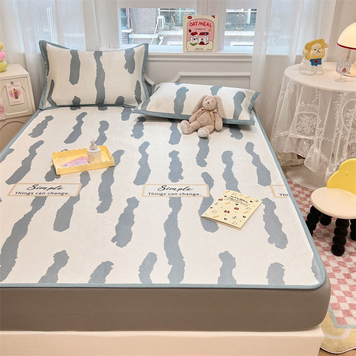 91家纺网 家纺一手货源 找家纺 慕尚 2025新款800D冰藤凉席 线条-床笠款