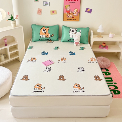 寐居家纺 2024新款A类时尚印花凉感冰丝凉席 汪仔部队