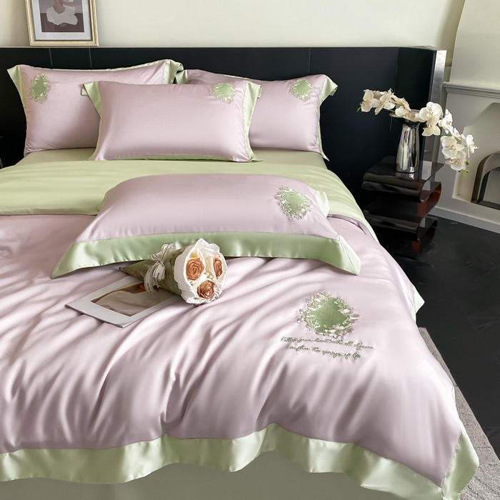 91家纺网 家纺一手货源 找家纺 爱缦 2024新款60支奥地利兰精四件套--洛丽塔系列 乌梅子酱