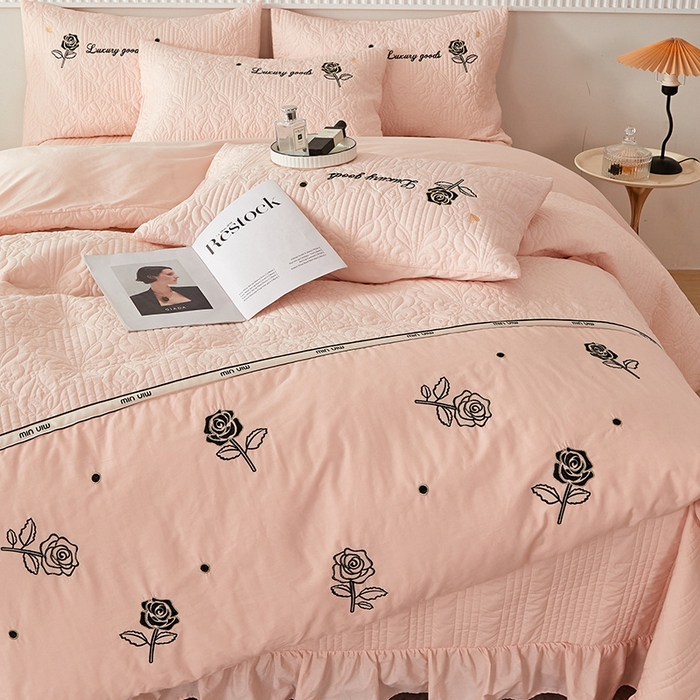 91家纺网 家纺一手货源 找家纺 （总）OL家纺 2024新款水洗全棉被套刺绣床盖夹棉三件套四件套