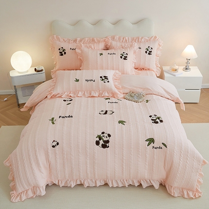 91家纺网 家纺一手货源 找家纺 （总）OL家纺 2024新款水洗全棉被套刺绣床盖夹棉三件套四件套