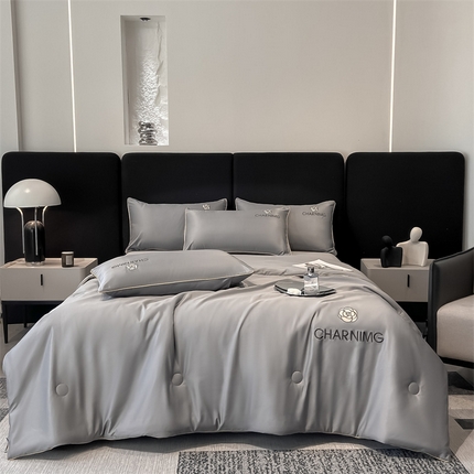 91家纺网 家纺一手货源 找家纺 （总）江暮云家纺 2025新款刺绣水洗天丝夏被四件套-花卉