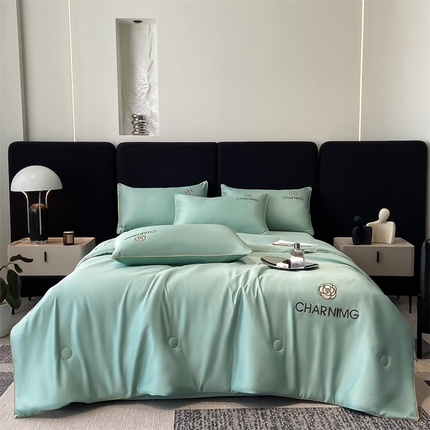 91家纺网 家纺一手货源 找家纺 （总）江暮云家纺 2025新款刺绣水洗天丝夏被四件套-花卉