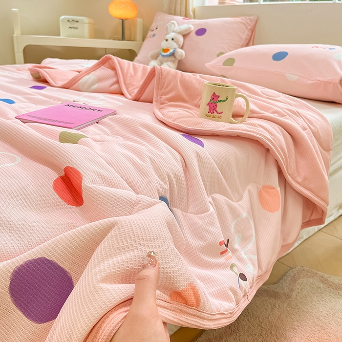 91家纺网 家纺一手货源 找家纺 美梦里 2024新款A类针织华夫格夏被夏凉被空调被子 萌萌兔